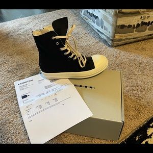 Rick Owens DRKSHDW License Plate Ramones Black Nylon High Top Size 42
